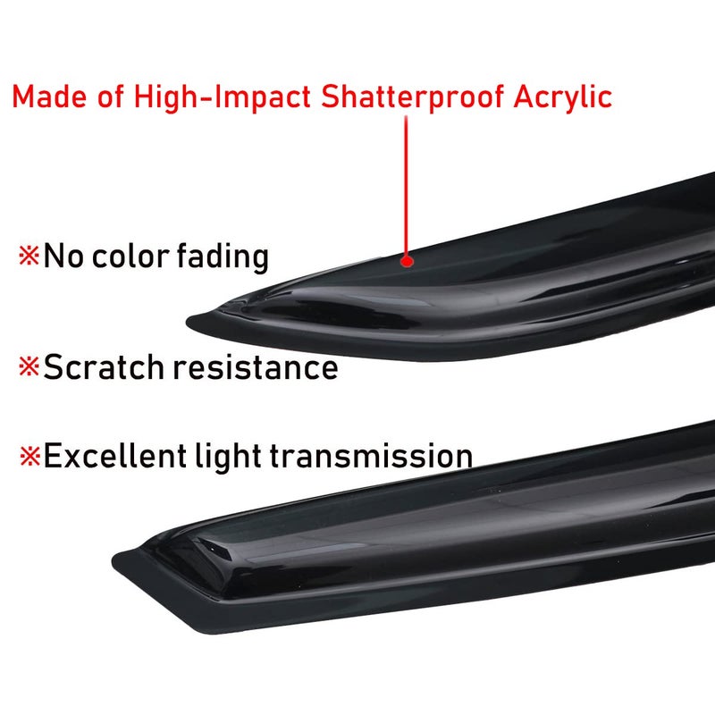 Lightronic Extra Durable Outside Mount Auto Vent Window Visor, Fits 2018-2025 Honda Odyssey, UV Protection Rain Guard, Original Wind Deflector, No-Drill Easy Install, Dark Smoke, 4-Pcs - Image 4